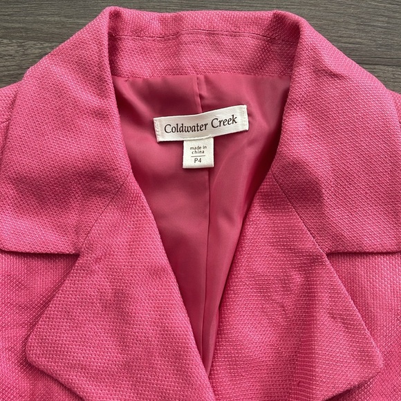 Coldwater Creek Petites Linen Blazer with Tulip Bracelet Sleeves Pink - Picture 7 of 9